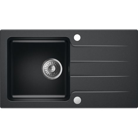Granitspüle - Spülbecken - Küchenspüle - 76 x 43,5 cm - Black Metallic - Einbauspüle - Kratzfest, Platzsparend, mit Siphon, LAGOON 200 (1/5)