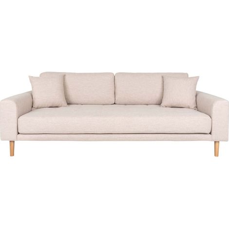 Lido Sofa 3 Personen mit 2 Kissen sandfarben.