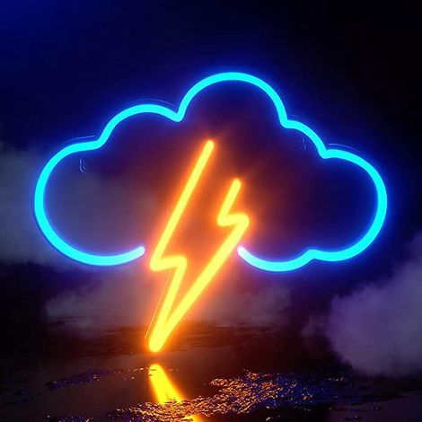 Acrylic LED Neon Sign - Dream, Battery or USB Powered, Lightning and Cloud Wall Decor (1/5)