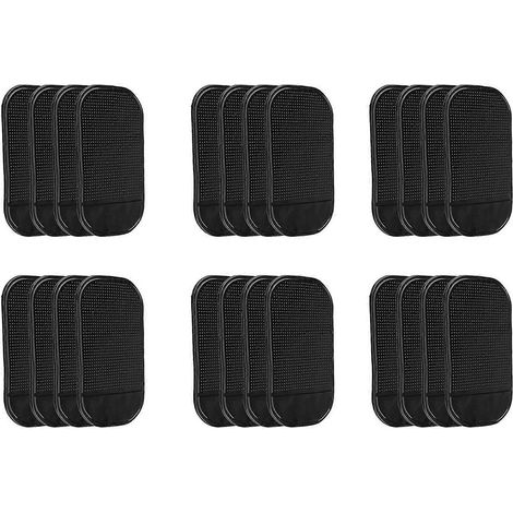 Lot de 24 tapis antidérapants adhésifs noirs pour tableau de bord de voiture, compatibles avec les téléphones portables. (1/4)