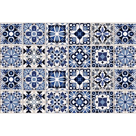 Lot de 24 carreaux adhesifs pvc stickers muraux decoratifs cuisine salle de bain 10x10cm (1/5)