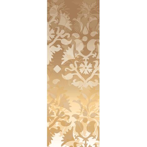 Papier peint panoramique jaune & doré motif baroque | Tapisserie panoramique design pour salon | Papier peint panoramique vertical chambre adulte - 280 x 100 cm (1 pièce) (1/2)
