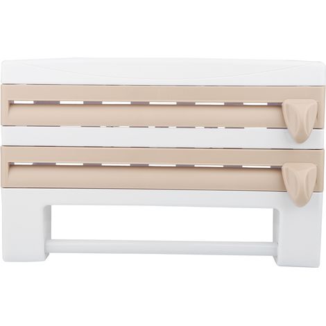 Étagère de rangement multifonctionnelle, porte-rouleau de papier essuie-tout, outil de découpe pour film alimentaire et papier