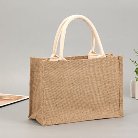 1 sac fourre-tout à bandoulière, fourre-tout en jute naturel, idéal pour faire du shopping, pique-nique, cadeaux, voyage, plage (S) (1/2)