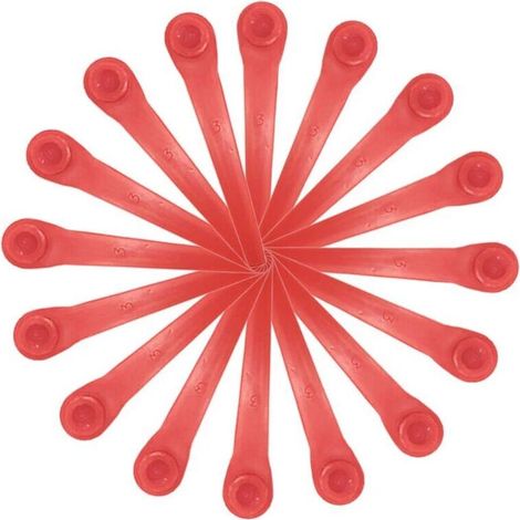 Set of 100 plastic blades compatible with Gardena grass trimmers, replacement blades for Gardena grass trimmers and cordless grass trimmers. (1/4)
