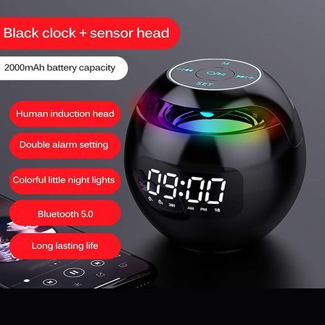 2-in-1 Bluetooth-Lautsprecher und Wecker, tragbarer drahtloser Lautsprecher, Wecker, Digitalanzeige, digitaler Sensor, intelligenter Wecker, Bluetooth-Chip.