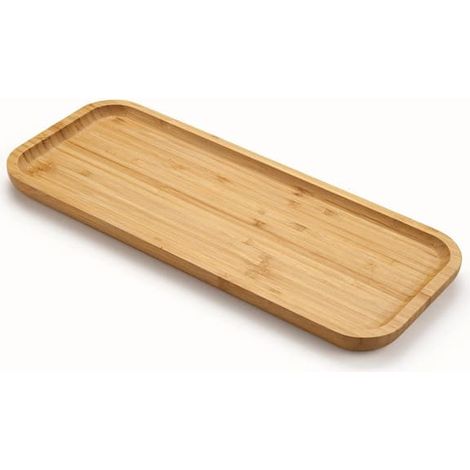 BelleRise - Plateau de salle de bain en bambou, plateau de toilette, plateau décoratif rectangulaire pour salle de bain et cuisine (1/5)