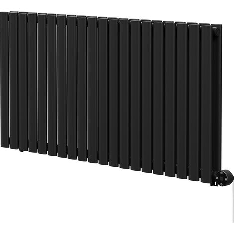 Boone Colore Matt Black 600mm x 1200mm Horizontal Digital Thermostatic Electric Double Panel Radiator (1/5)