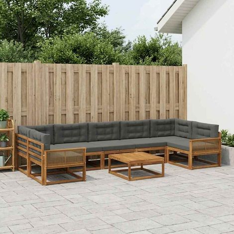vidaXL Outdoor-Sofagarnitur mit Kissen 8 pcs Natur und Anthrazit (1/5)