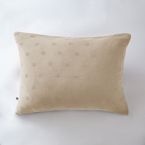 Taie d'oreiller Brodée Déco "Gaïa Boho" 60 x 60 cm & 50 x 70 cm "Gaze de Coton" l'Effet Papillon - Gaia Boho Ficelle - - Gaia Boho Ficelle - Taie d'oreiller 50 x 70 cm (1/2)