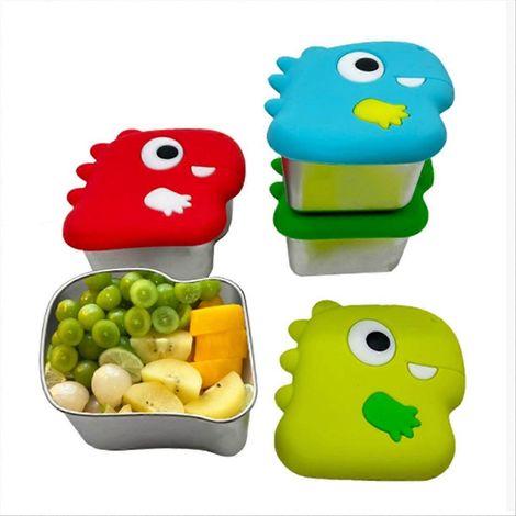 304 acier inoxydable Dinosaur boîte collation couvercle silicone Dip récipient aliments rangement conservation (1/5)
