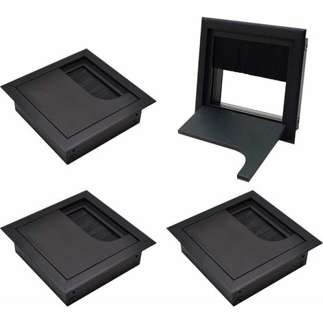 Couvercle Passe Câbles Fil Carrée 80x 80mm pour Encastrer sur Table de Bureau Organisateur de Cables pour Meuble Aluminium Noir Anodisé Passage de Câble Cache-Câble Lot de 4 (1/5)