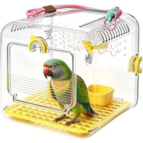 Cage de transport pour oiseaux avec mangeoire et poignée Transparent (1/5)