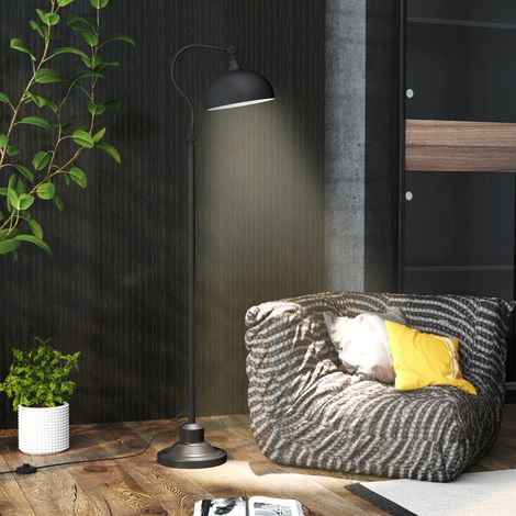 Lampadaire sur pied salon rotatif à 180°, lampe à arc avec abat-jour réglable, interrupteur à pied, 42x25,5x152cm, noir