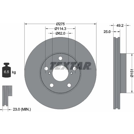 Lot de 2 Disques de frein Textar 92139703 TOYOTA 4351224031 4351232160