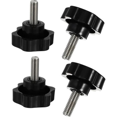 Lot de 4 Boutons en Étoile à Visser M10x25mm en Abs et Acier Inoxydable, Poignée de Serrage Ergonomique Noire pour Machines et Équipements Industriels (1/5)
