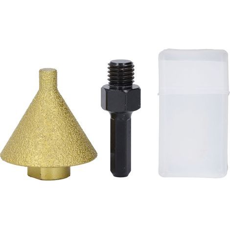 Mèche à chanfrein biseauté en diamant de 50 m de diamètre, meuleuse d'angle à grain 50 avec tige d'adaptation M14 pour carrelage en pierre de Quartz et marbre (1/5)