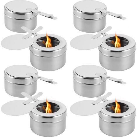 8 Stück Brennpastenbehälter, Alkoholbrenner, Fondue-Kocher, Edelstahl-Chafing-Dish-Brenner, Brennpastenbehälter für Buffet, Fondue, Camping