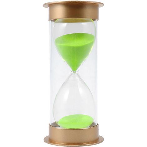 Sablier 60 minutes incassable, sablier moderne, horloge à sable raffinée pour la décoration de la maison ou du bureau (couvercle doré, sable vert)-7.5X7.5cm-Green