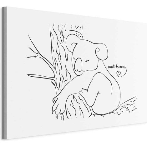 Dipinto - Il fascino silenzioso della natura (1 parte) - Koala addormentato su sfondo bianco e nero (1/5)