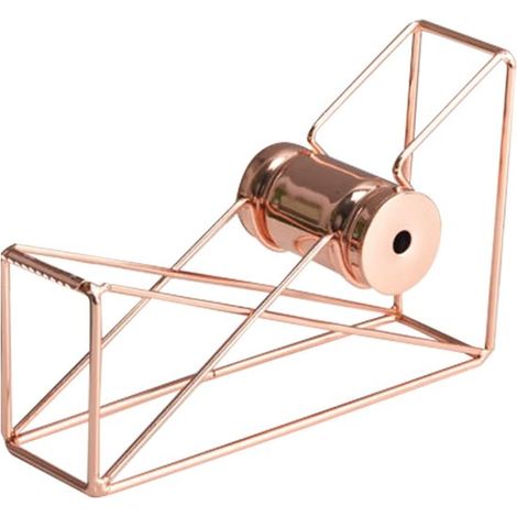 Dispensador de cinta adhesiva de metal con elegante diseño en oro rosa y soporte para cinta de mesa de corte suave (1/5)