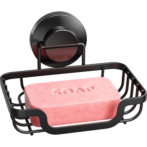 1 Porte-savon, Acier inoxydable, Design drainant, Ventouse forte, Sans perçage, Salle de bain, Cuisine