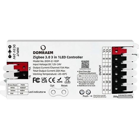 Contrôleur de bande LED Zigbee 3.0 RGBCCT RGB RGBW 3 en 1, variateur intelligent 12 V-24 V 20 A, idéal pour la maison (1/5)