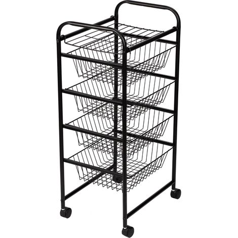 Carro de cocina con ruedas 87 x 41 x 31,5 cm con 4 cestas negro 030006794