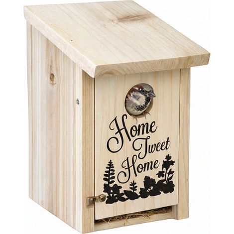 Relaxdays Nido artificiale uccellini HOME TWEET legno, da appendere decorativo HLP: 21,5 x 12 x (1/5)
