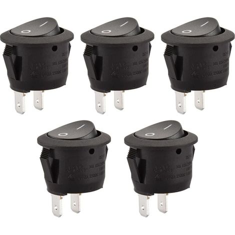 Set of 5 Rotary Switches - SPST 2 Pole 6A 250VAC UL VDE - Black MUMU (1/4)