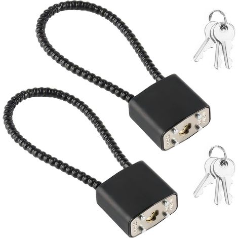 2 Pièces Cadenas à Câble avec Clés, Serrure à Câble avec Clé Cadenas Renforcé à Long Crochet avec 3 Clés, Verrou à Câble Métallique Malléable, pour Valise, Portail, Vélo, Salle de Sport (1/5)