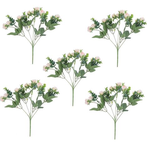 5pièces Bouquet De Roses Artificielles Décoration Événementielle Fleurs Simulées pour Mariage Et Intérieur (1/5)