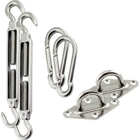 Lot de 2 kit de fixation pour toile d'ombrage, 3 pièces en acier inoxydable - Format 31.6 x 0.8 cm -JUANIO (1/2)