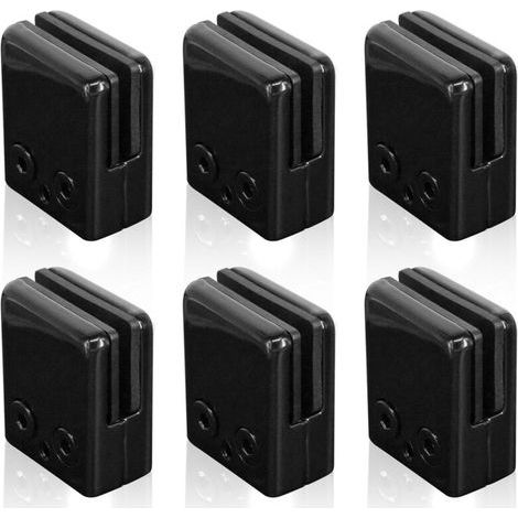 6pcs Pinces En Verre Noir 6-8mm,Acier Inoxydable 304 Clips En Verre RéGlables Support En Verre à Dos Plat Pour Balustrade Escalier Main Courante (1/4)