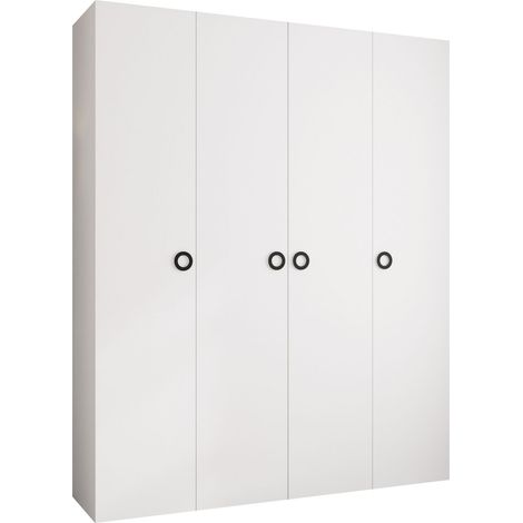 Armoire Hartford 554, Blanc, 246x200x52cm, Portes d'armoire: Avec des charnières, Nombre d'étagères: 16 (1/5)