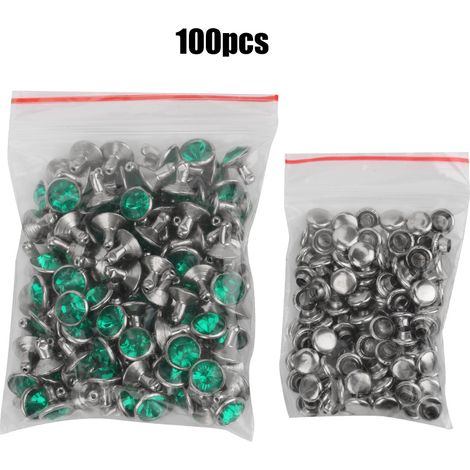 Rivets en strass cristal de qualité B de 8 mm de couleur, clous de strass à faire soi-même, rivets tubulaires en strass, sac, chaussure, chapeau, vêtement, accessoires, vente directe d'usine, émeraude (1/4)
