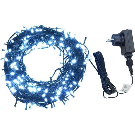 1000 LED Guirlande lumineuse, 100 m, blanc froid, IP44, intérieur/extérieur, décoration festive et ambiance douce