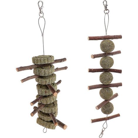 Jouet à mâcher pour lapin, friandise naturelle en brindilles de bois pour les dents des petits animaux. (1/4)