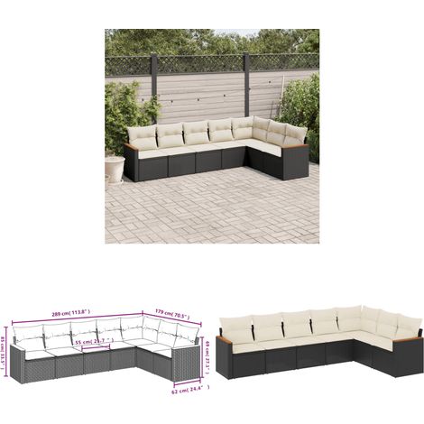 7-tlg. Garten-Sofagarnitur mit Kissen Schwarz Poly Rattan - Gartenmöbel - Rattan Möbel - Outdoor Sofa - Lounge Set - Esszimmergarnitur - Home & Living (1/3)