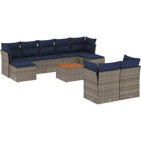 Maison Exclusive - 10-teiliges Gartensofa-Set mit Kissen, grau, P