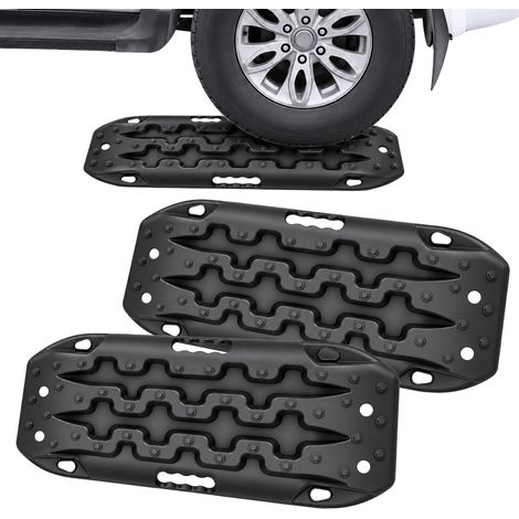 Relaxdays Recovery Boards, 2-piece Set, HWD: 6 x 57 x 30 cm, 7 t, Plastic, Off-Road Recovery Aid, Sand, Mud, Black (1/5)