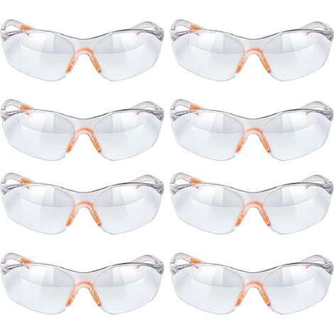8pcs Lunette de Protection Travail, Lunette Protection Chimie, Transparente Lunettes avec Pont-de-Nez, S'applique à Travaux Extérieurs (Tels Construction Electrique, Ski) (1/5)