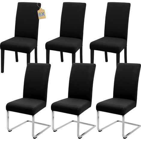 Elastic, High Chair Cover, Office Chair Cover (Set of 4/6/8 Pieces with Backrest) for Living Room, Kitchen, Party and Hotel. (6, Black) (1/5)