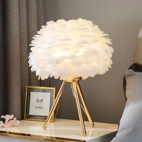 Lampe de table - SURENHAP - Plume LED - Interrupteur poussoir - Décoration élégante - Prise EU Type 1 (1/4)
