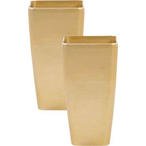 Set of 2 Plant Pots MODI 30 cm Gold
