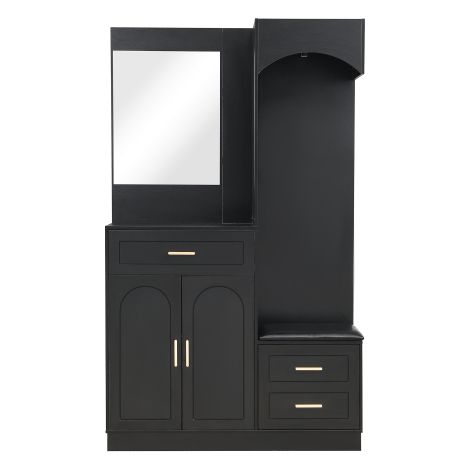 Meuble d’entrée moderne avec miroir rangement et meuble chaussures
