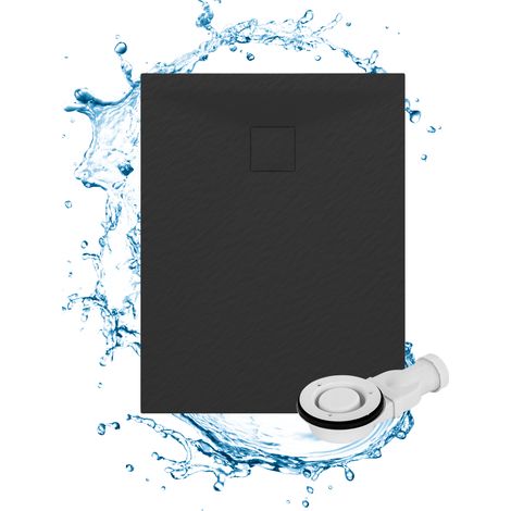 Receveur De Douche Rectangulaire - Noir - 90x70 Cm - Smc Composite - Avec Siphon (1/5)
