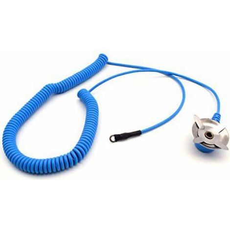 Câble De Mise À La Terre ESD - 1,80 M - Bouton Pression 10 Mm - Bleu - Usage Extérieur - 1 Pièce (1/5)