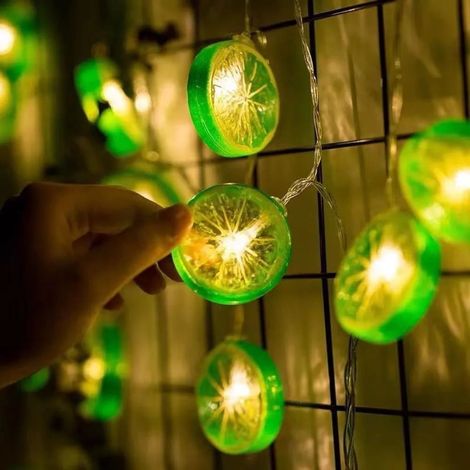 Guirlande Lumineuse À Led Sur Piles - 2 M - 10 Ampoules En Forme De Tranche - Éclairage Chaleureux Pour Intérieur Et Extérieur - 1 Pièce
