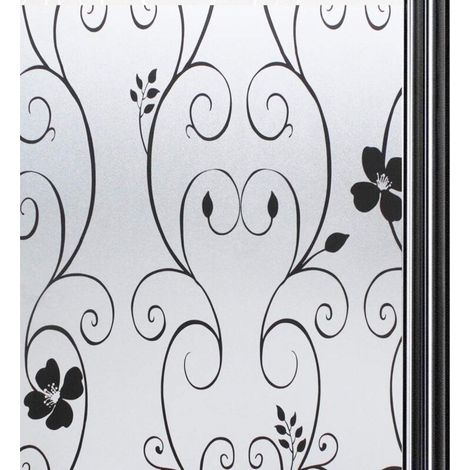Film Fenetre Anti Regard Adhesif pour Vitre Brise Vue Fenetre Film pour Vitre Film Electrostatique Vitre Film Opaque Vitrage Film décoratif pour fenêtre, Anti-UV 44.3 x 200 cm, Fleur Noir (1/5)